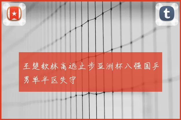 王楚钦林高远止步亚洲杯八强国乒男单半区失守